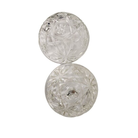 Anchor Hocking American Starburst Cut Glass Covered Candy Dish 1970's 5"x5" - Picture 5 of 6